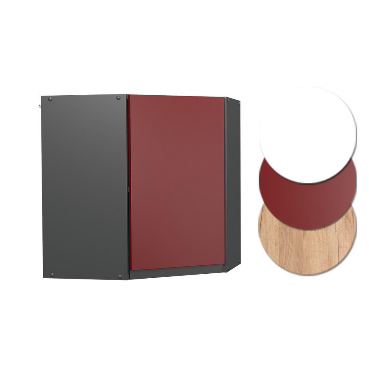 ECKHÄNGESCHRANK R-Line Rot 57 cm J-Shape - Anthrazit/Rot, Holzwerkstoff (57/60/34.1cm) - Vicco