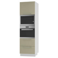 BACKOFEN-HOCHSCHRANK Kvantum D14/RU/2A/284 Vanille Matt / Weiß Matt 60 / 59 / 207cm - Creme/Weiß, Holz/Holzwerkstoff (60/207/59cm) - Feldmann-Wohnen