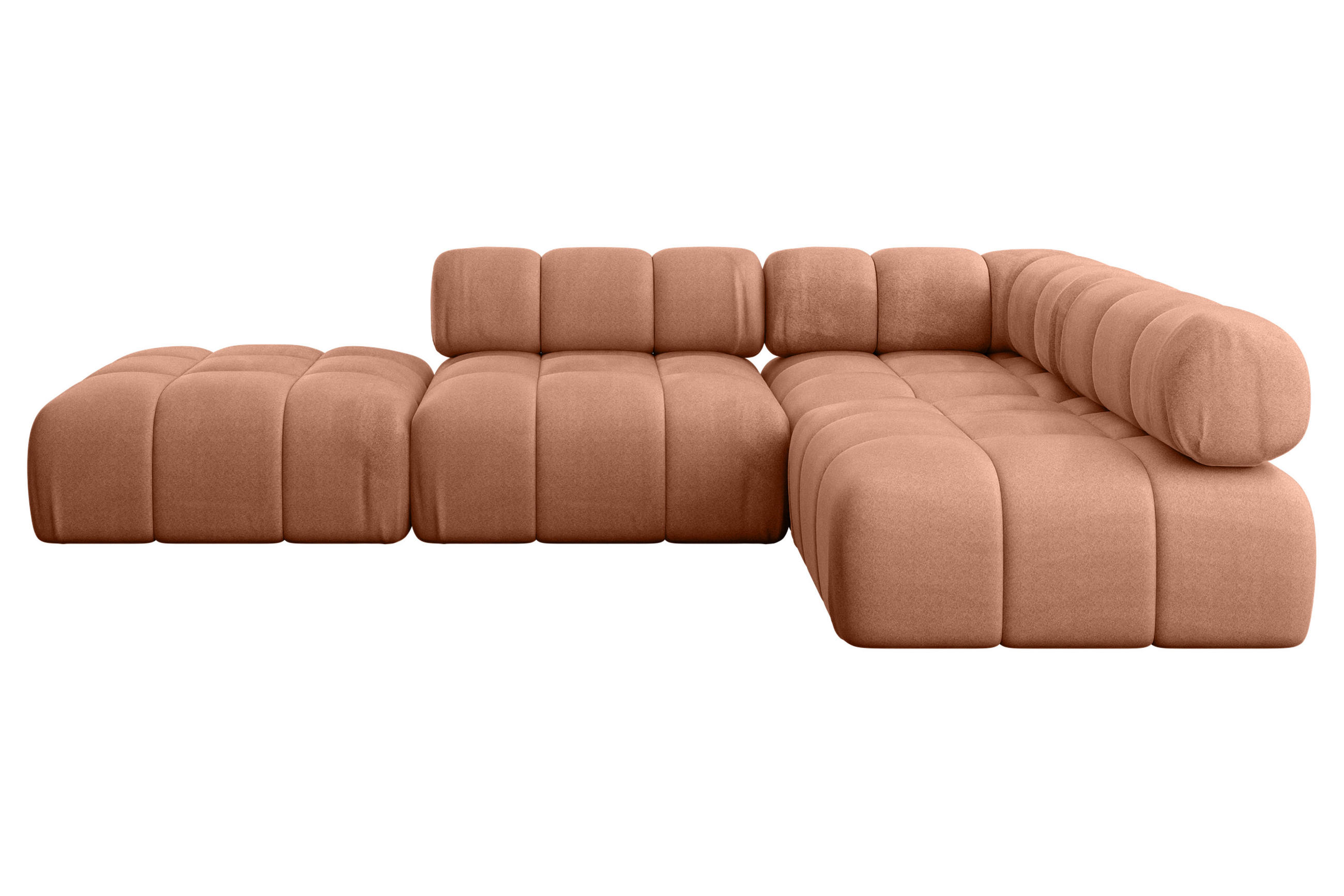 ECKSOFA modulares Sofa Favio-L1 - 285x190x70 cm Apricot Velours - Koralle, Holzwerkstoff/Textil (285/190cm) - ALTDECOR