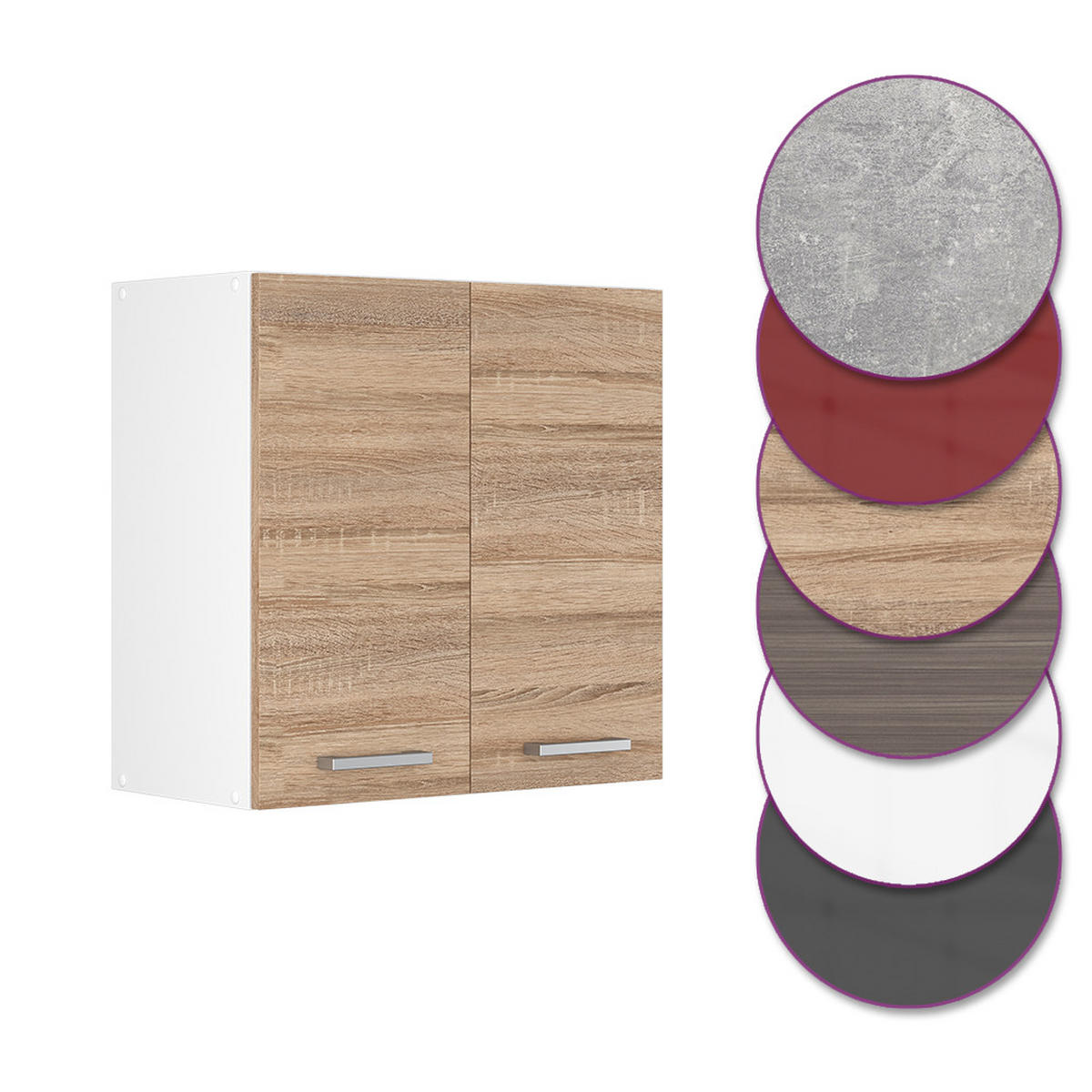 HÄNGESCHRANK R-Line Sonoma 60 cm - Weiß/Sonoma Eiche, Holzwerkstoff (60/60/31cm) - Vicco