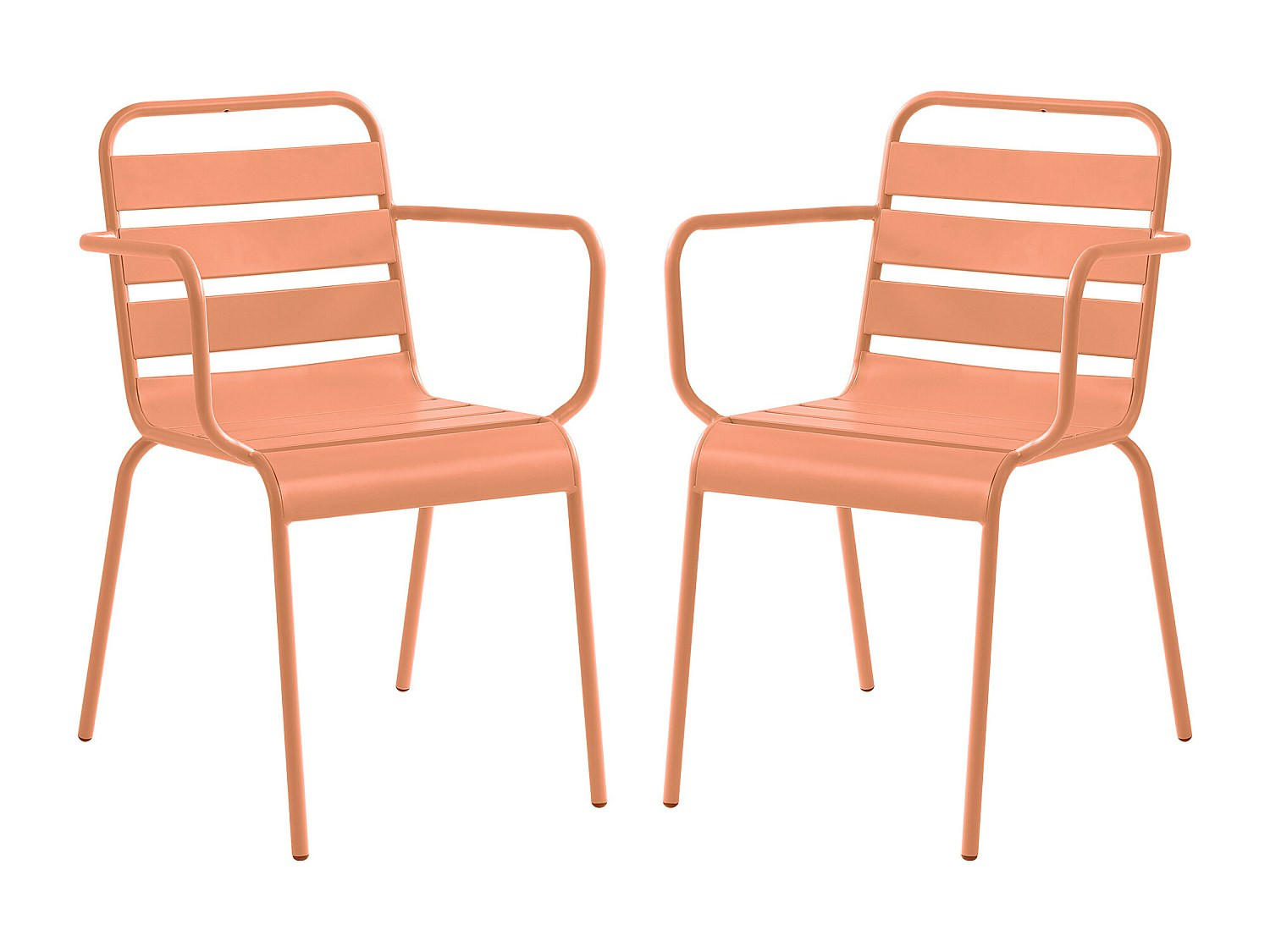 GARTENSESSEL stapelbar 2er-Set - Metall - Hellorange - MIRMANDE von MYLIA - Orange, Metall (59/79/56cm) - Vente-Unique