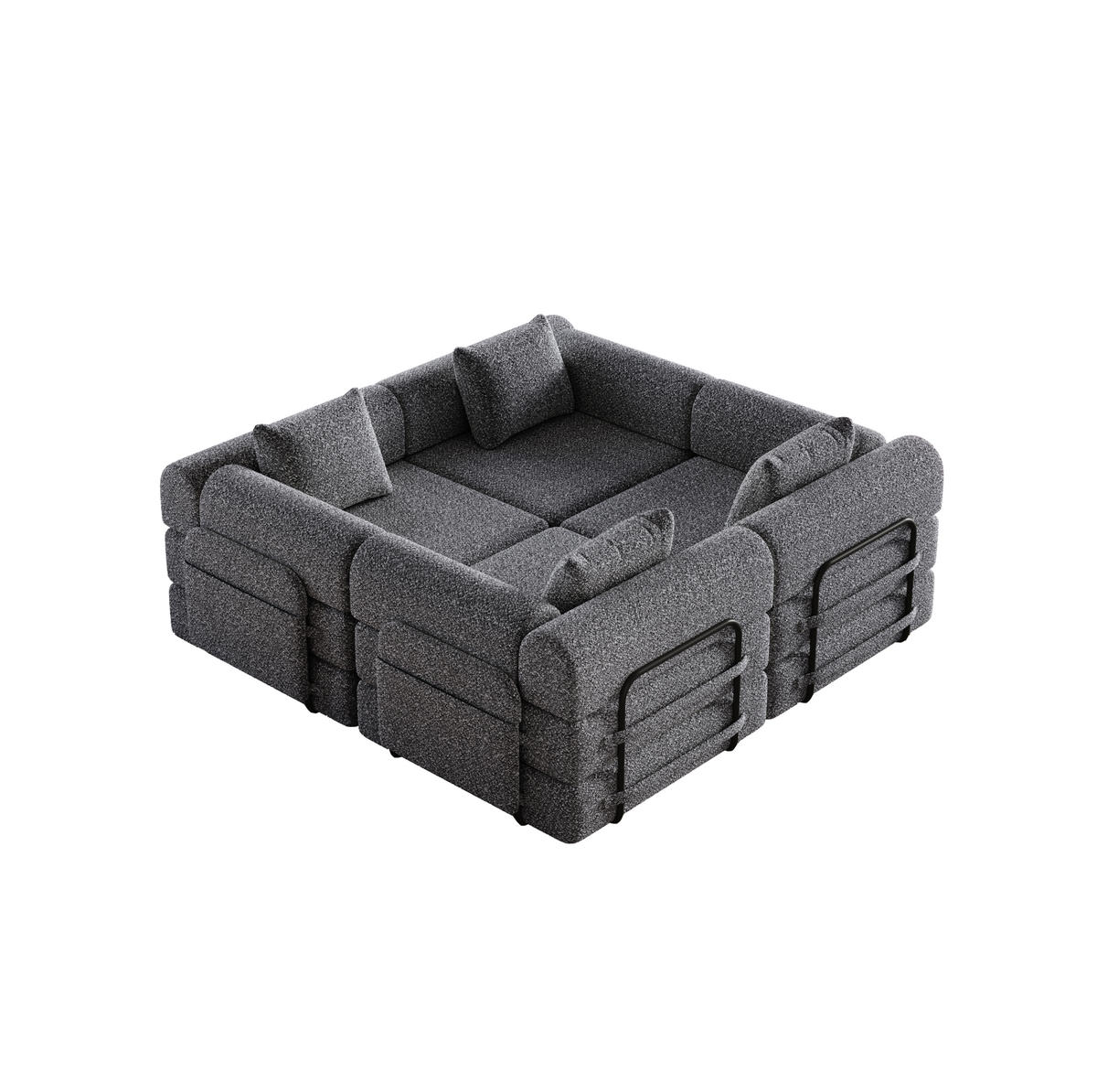 SCHLAFSOFA, Chenille 2-in-1 mit Armlehnen-Staufach & Stahlrahmen, 91,4/183,8/69,8 cm, Grau - Grau, Textil (91.4/69.8/183.8cm) - Redom