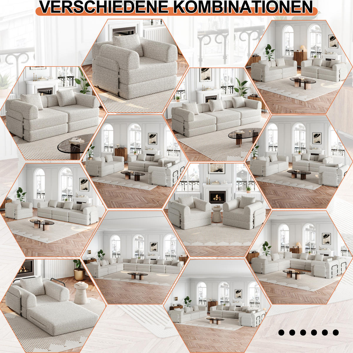 SCHLAFSOFA 2-in-1, Chenille mit Armlehnen-Staufach & Stahlrahmen, 91,4/274/69,8 cm, Beige - Beige, Textil (91.4/69.8/274cm) - Redom