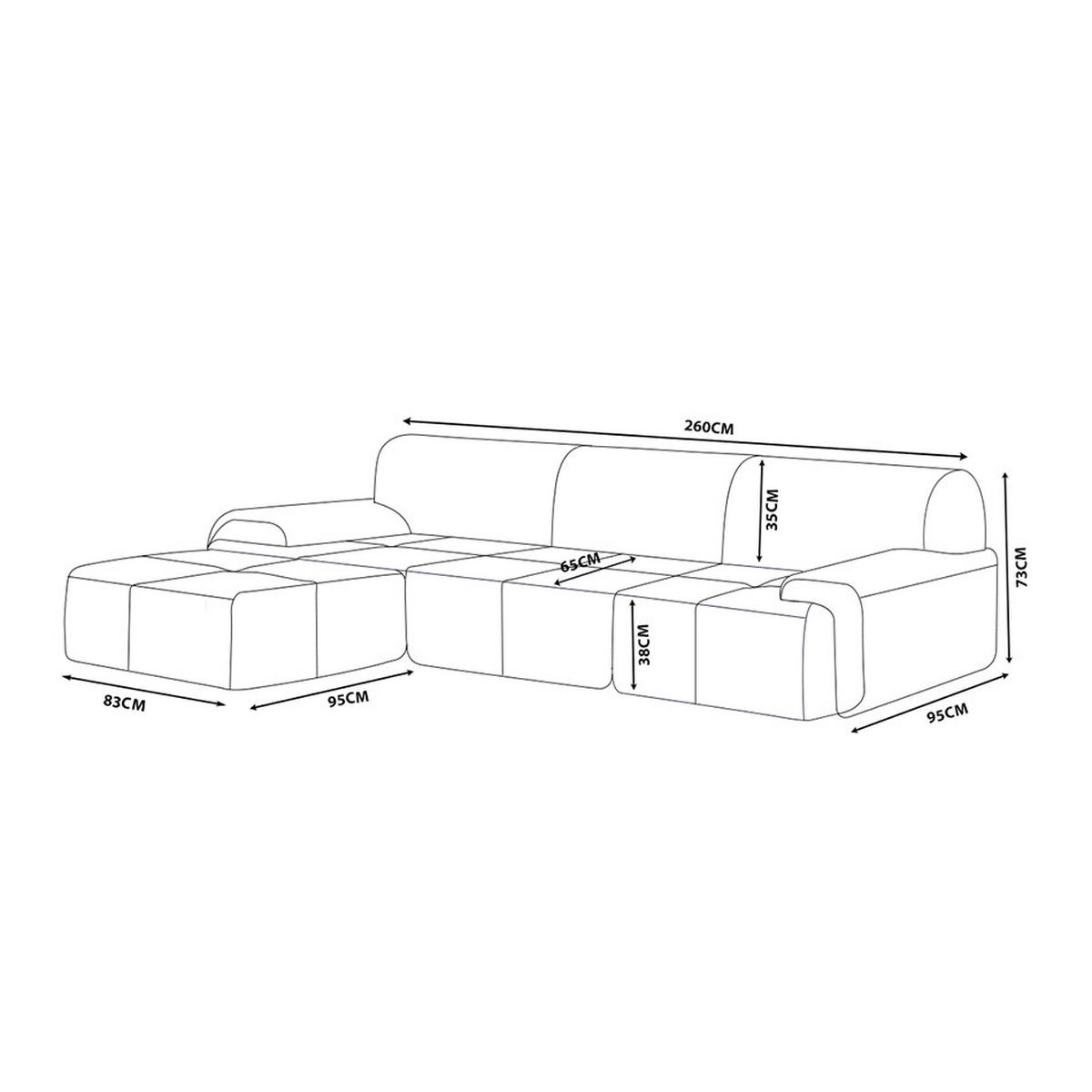 ECKSOFA Chenille Elfenbeinweiß - Creme, Textil (260/190cm) - MILYsofa