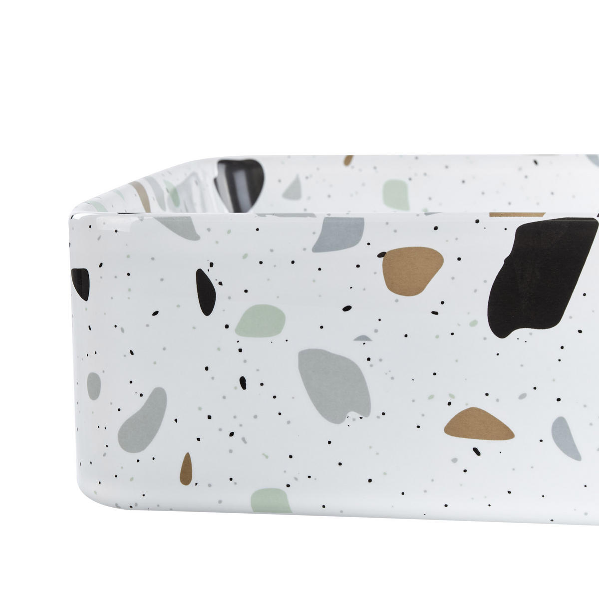 UMYVADLO NA DESKU Terrazzo Bílé 51/34 cm Keramika Nules - bílá, keramika (51/11/34cm) - Beliani