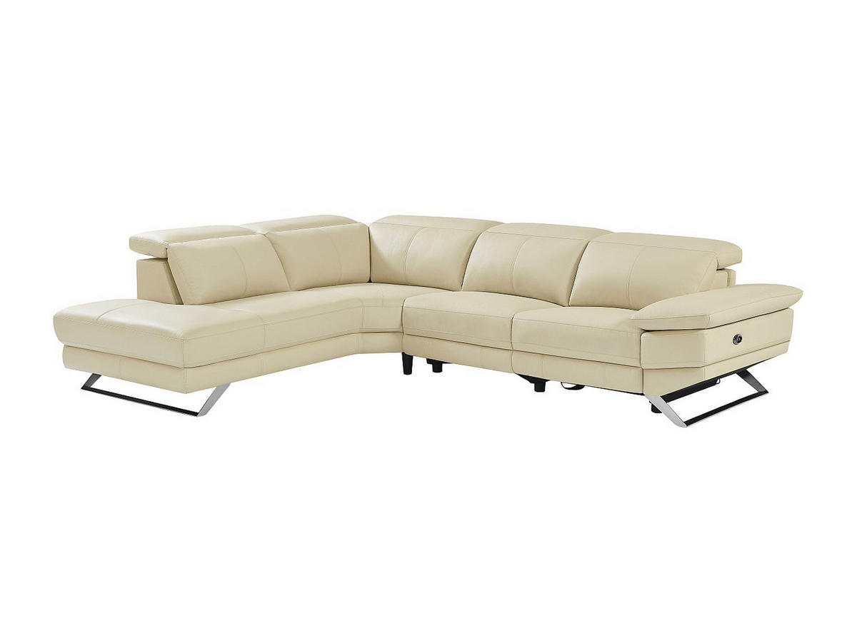 ECKSOFA Relaxsofa elektrisch - Ecke links - Rindsleder - Beige - PUNO II - Beige, Leder (299/239cm) - Vente-Unique