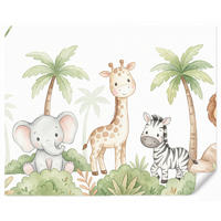 KINDERTAPETE - Tiere - Dschungel - Pastell - 280x240 cm - Weiß, Papier (280/240cm) - OnlyWow