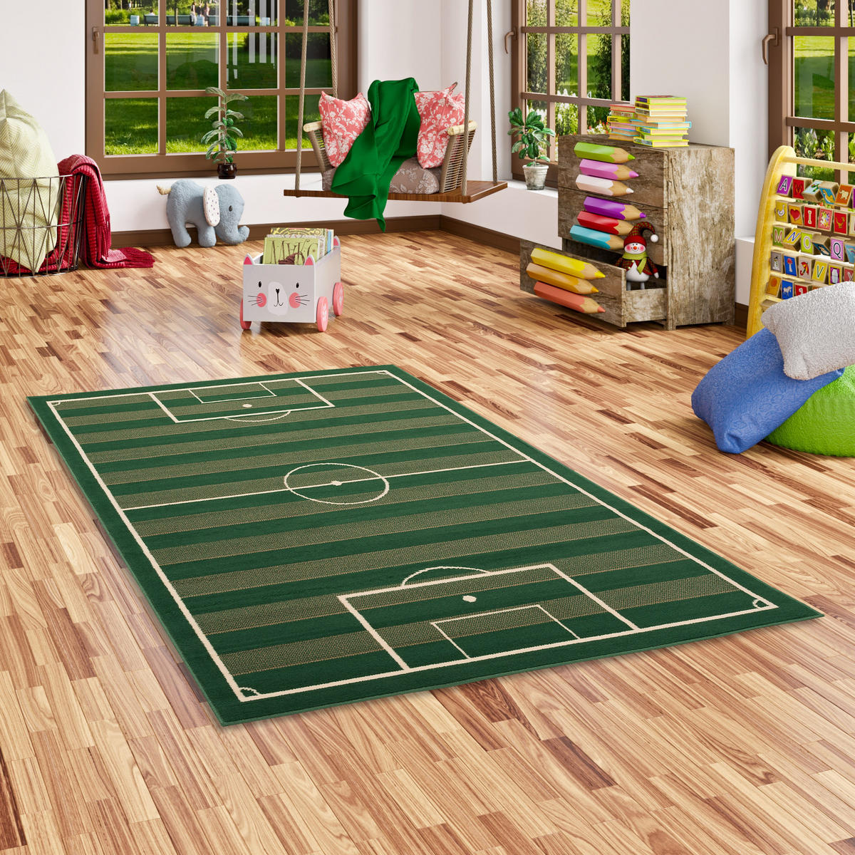 TRENDLINE TEPPICH FUSSBALLPLATZ - Grün, Textil (80/150cm) - Pergamon