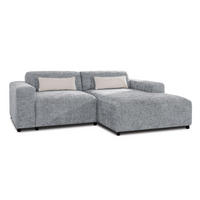 ECKSOFA L Form Jughlio Hellgrau 240/165/75 cm Rechts mit Schlaffunktion - Hellgrau/Schwarz, Kunststoff/Textil (240/165cm) - AX Living