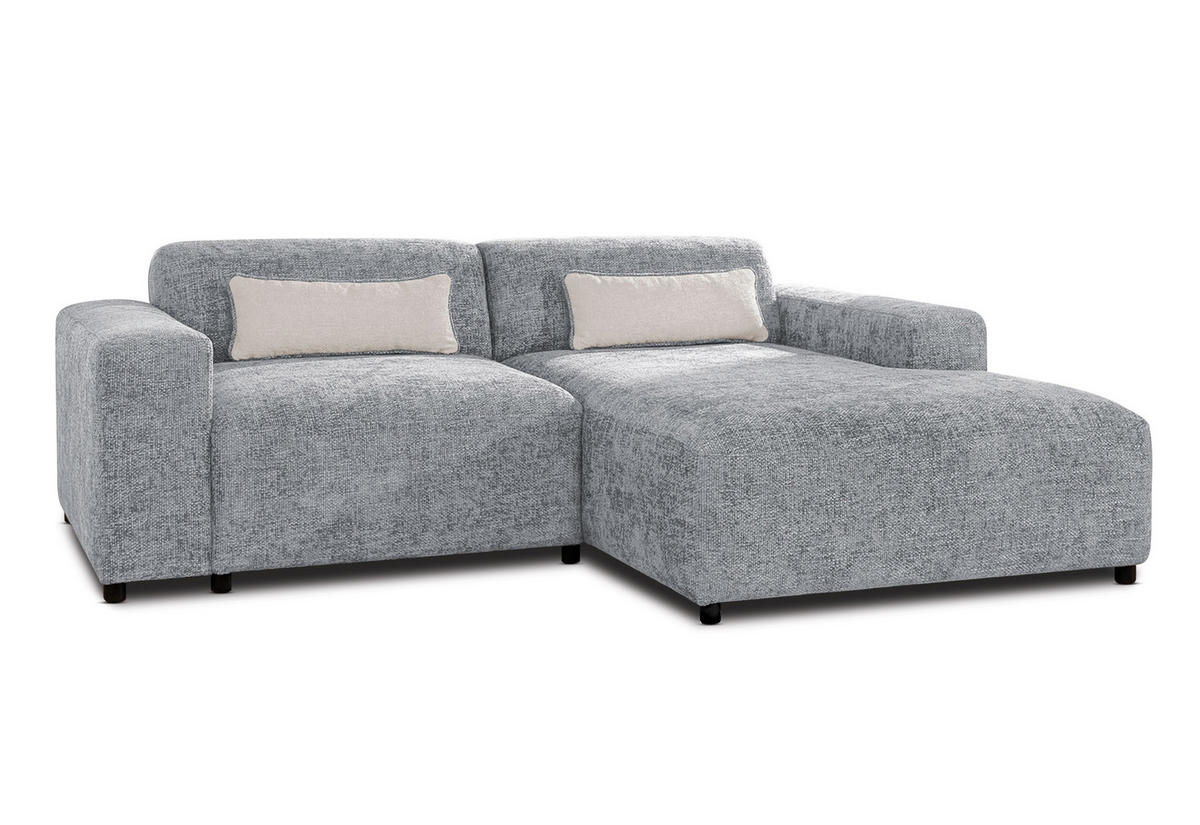 ECKSOFA L Form Jughlio Hellgrau 240/165/75 cm Rechts mit Schlaffunktion - Hellgrau/Schwarz, Kunststoff/Textil (240/165cm) - AX Living