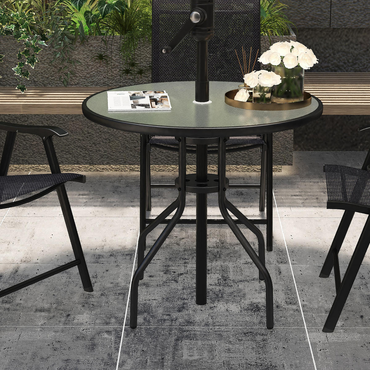 GARTENTISCH,SCHWARZ,1 Stück - Schwarz, Metall (80/80/72cm) - GiPP