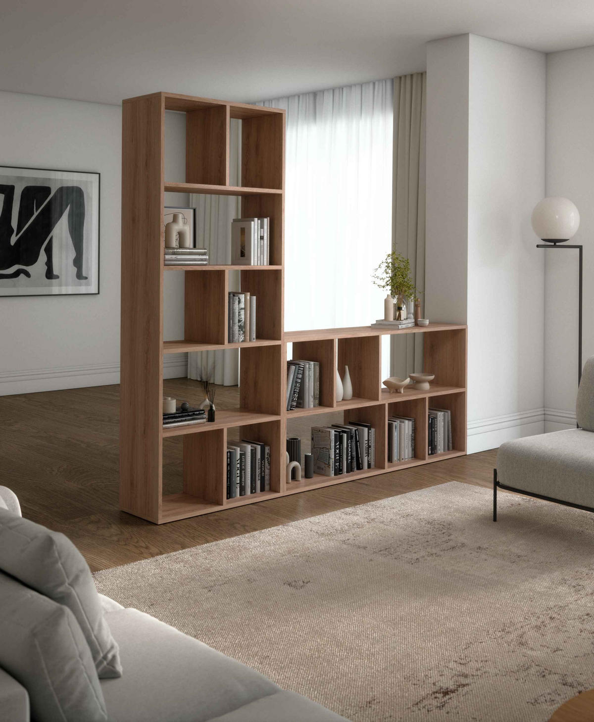 BÜCHERREGALE MOSAICO 75 / 198 / 34 cm Eichefarben - Eichefarben, Holzwerkstoff (75/198/34cm) - MASSENO