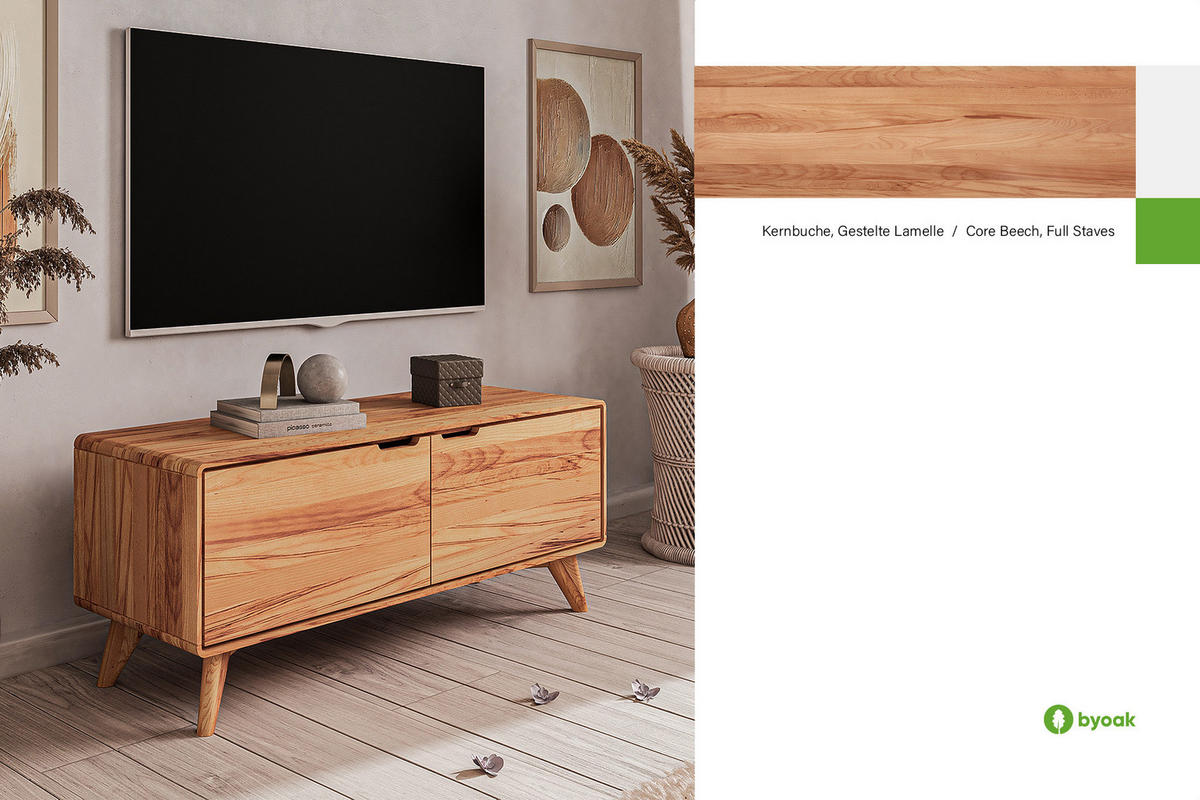 GREG HIFI-SCHRANK Kernbuche - Kernbuche, Holz (120/48/40cm) - byoak