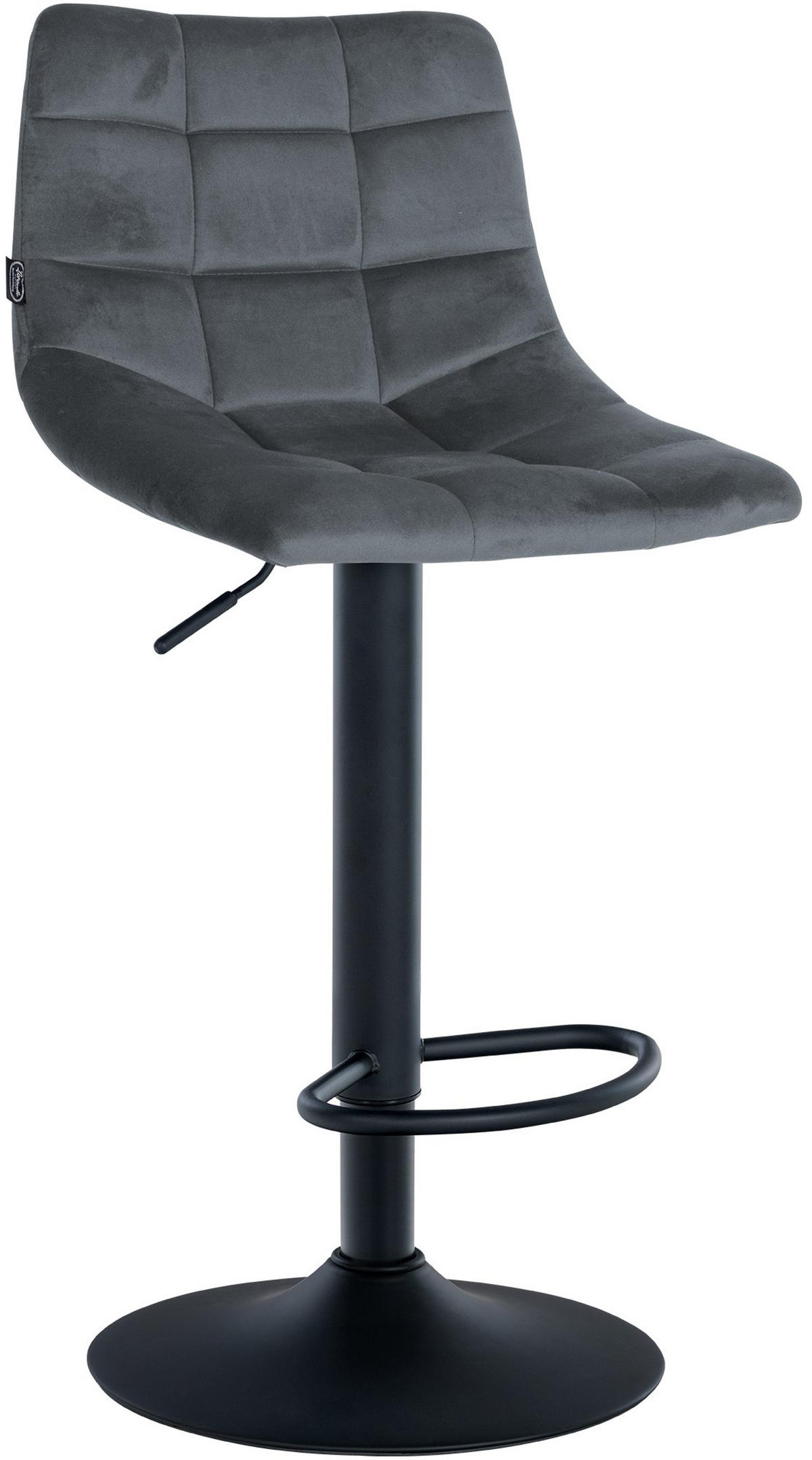 BARHOCKER 2er Set James Samt schwarz dunkelgrau - Dunkelgrau/Schwarz, Textil/Metall (43/108.5/46.5cm) - TPFLiving