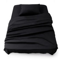 BETTLAKEN 3er Set - Spannbettlaken 90x190x30cm 1X Kissenbezug 50x80cm - Schwarz - Schwarz, Textil (90/190cm)