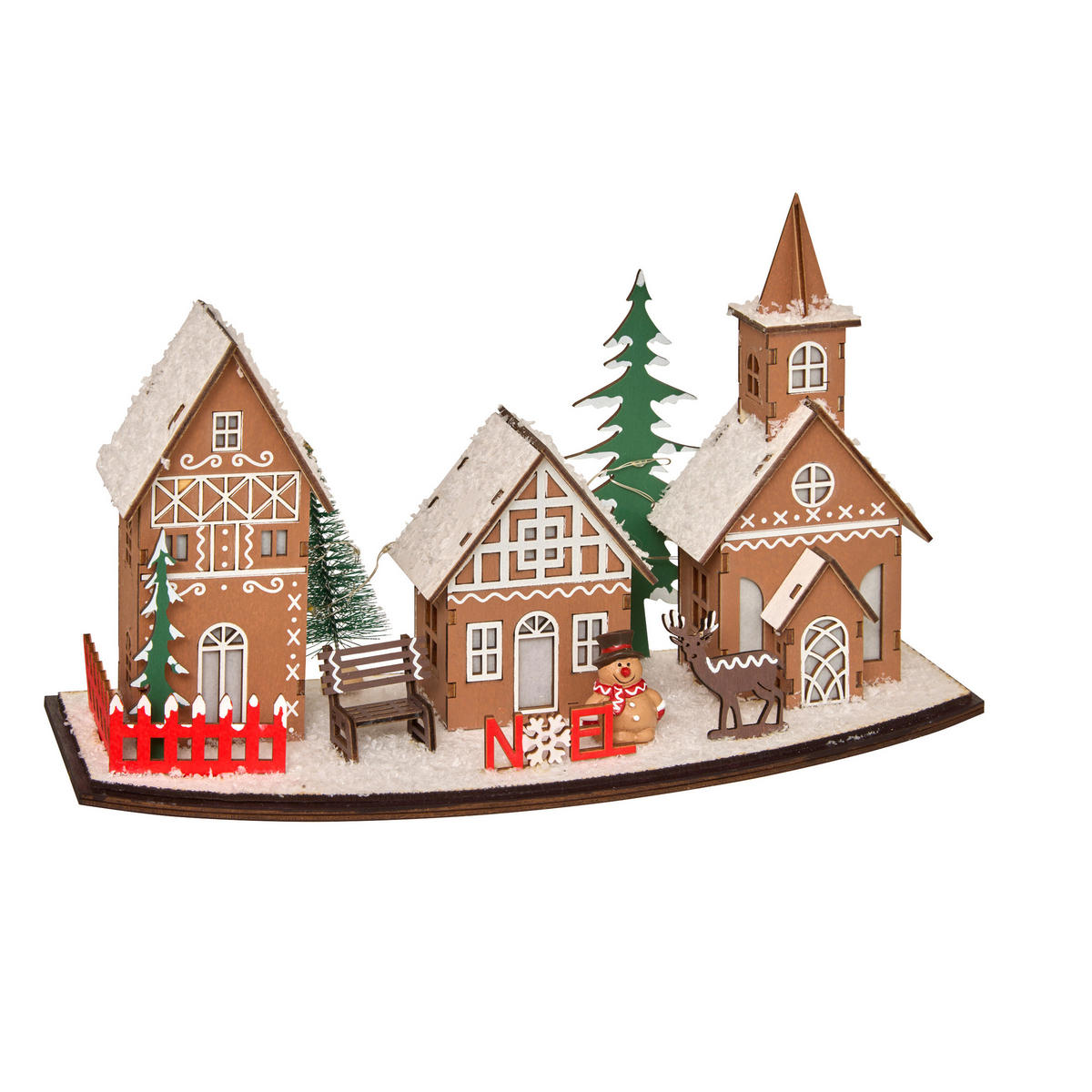 LED-LATERNE Weihnachtsdorf 30/15 cm - Braun, Holzwerkstoff (11.5/18/30.5cm) - Fééric Lights and Christmas