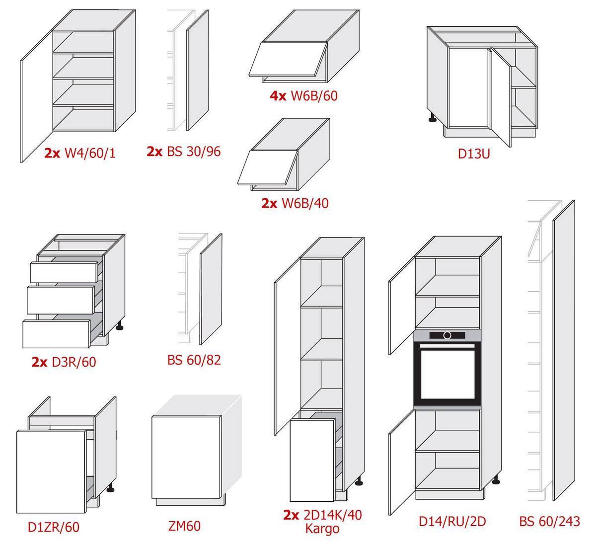 L-FORM KÜCHENZEILE Bari (16-tlg) Weiß / Pastellviolett - Signalweiß - Violett, Holzwerkstoff/Metall (347/243/202cm) - Feldmann-Wohnen