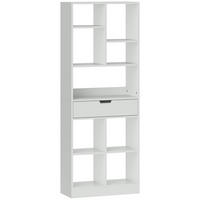 BÜCHERREGAL Standregal mit 9 Regalen, 1 Schublade, Aufbewahrungsregal Weiß - Weiß, Holz/Holzwerkstoff (26/158/60cm) - HOMCOM