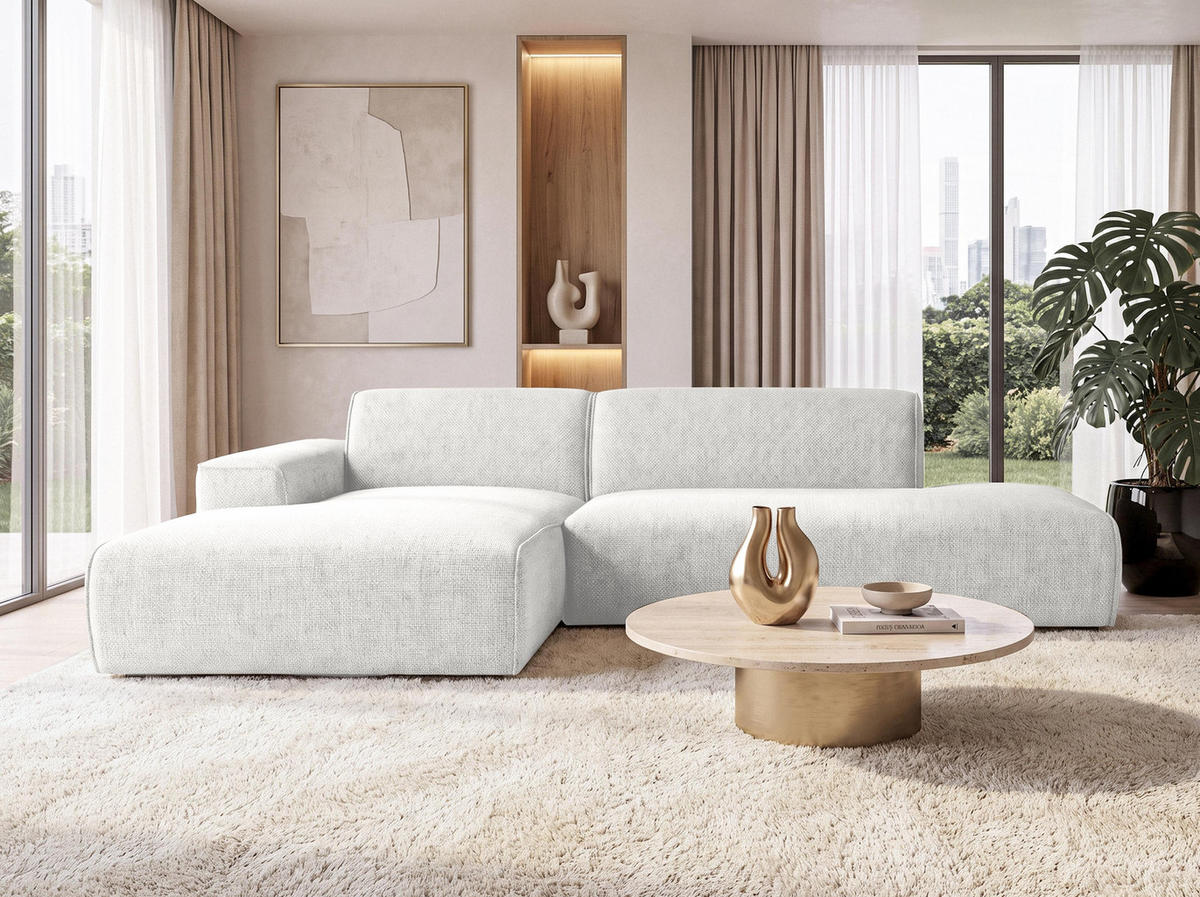 ECKSOFA L Form Didim Duo Weiß 288/162/80 cm – stilvolle kleine Eckcouch Links - Schwarz/Weiß, Kunststoff/Textil (288/162cm) - AX Living