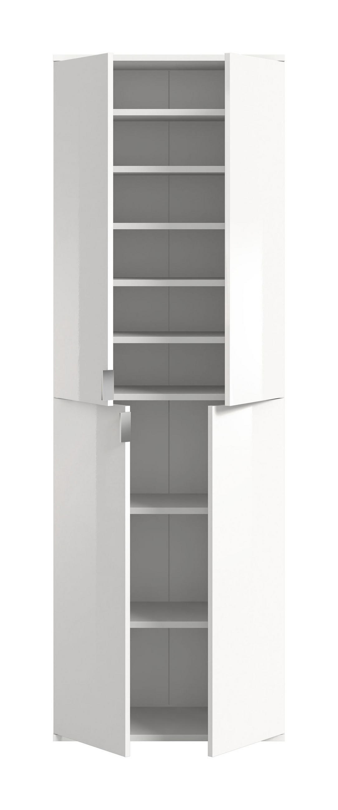 HOCHSCHRANK Projekt X Garderobe in weiß Nachbildung und weiß hochglanz B/H/T: 61x193x34 cm - Weiß, Holzwerkstoff (61/193/34cm)