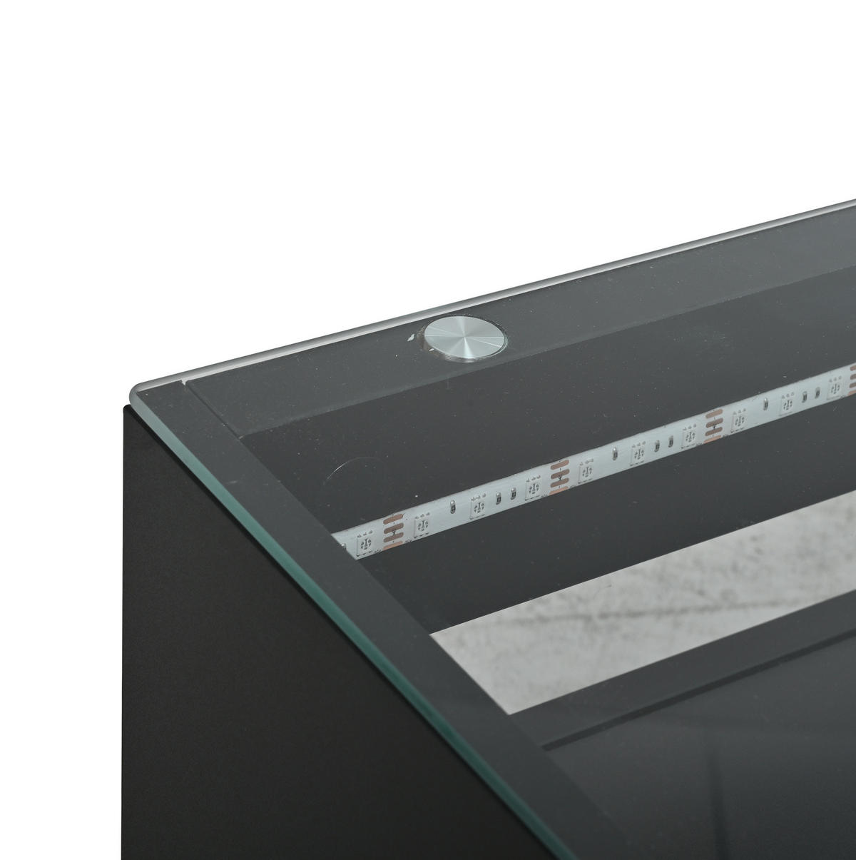 COUCHTISCH in Schwarz Kaffeetisch mit 2 Schubladen, LED & gehärtetem Glas, Hochglanz, für Wohnzimmer, B70/T70/H35cm - Schwarz, Glas/Holzwerkstoff (70/70/35cm) - STILVORA