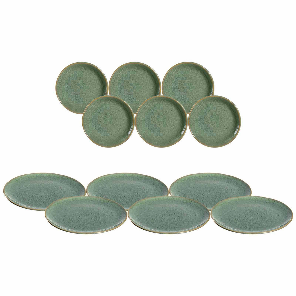 TELLERSET Matera grün 12er Set - Grün, Keramik (1/1/1cm) - Leonardo Living