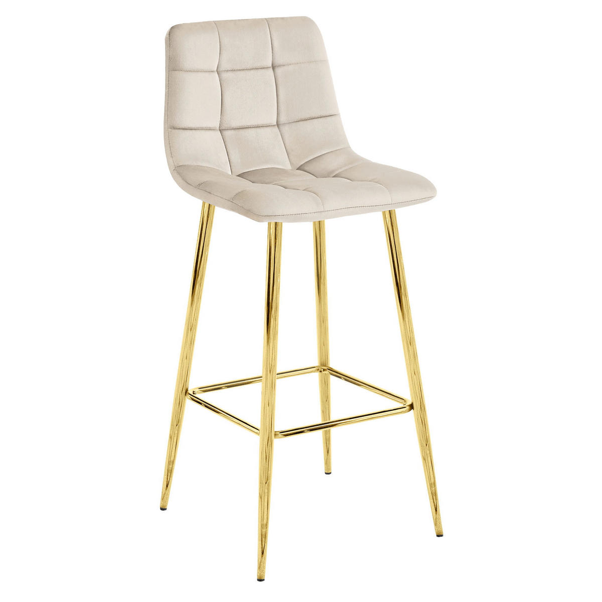BARHOCKER 2-er Set TEOTO beiger Sitz, Goldbasis - Beige, Textil (43.5/104/32.5cm) - Valora