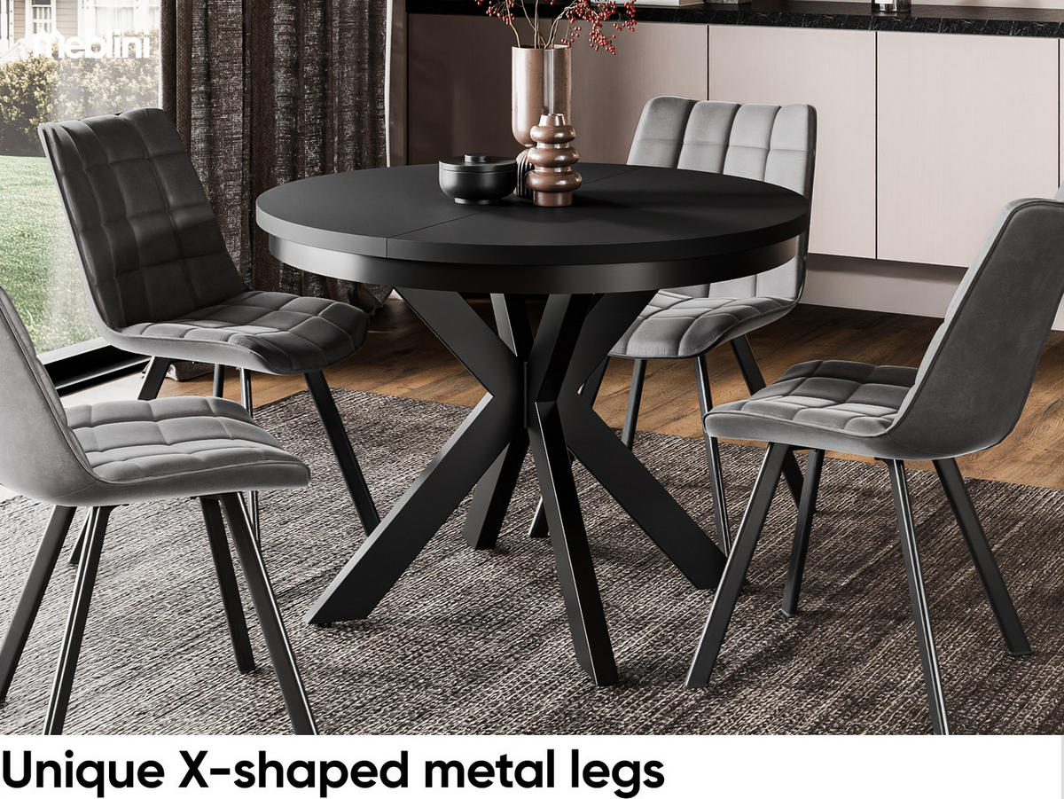 ESSTISCH BAGIO - Schwarz, Holzwerkstoff (100/100/77cm) - Meblini