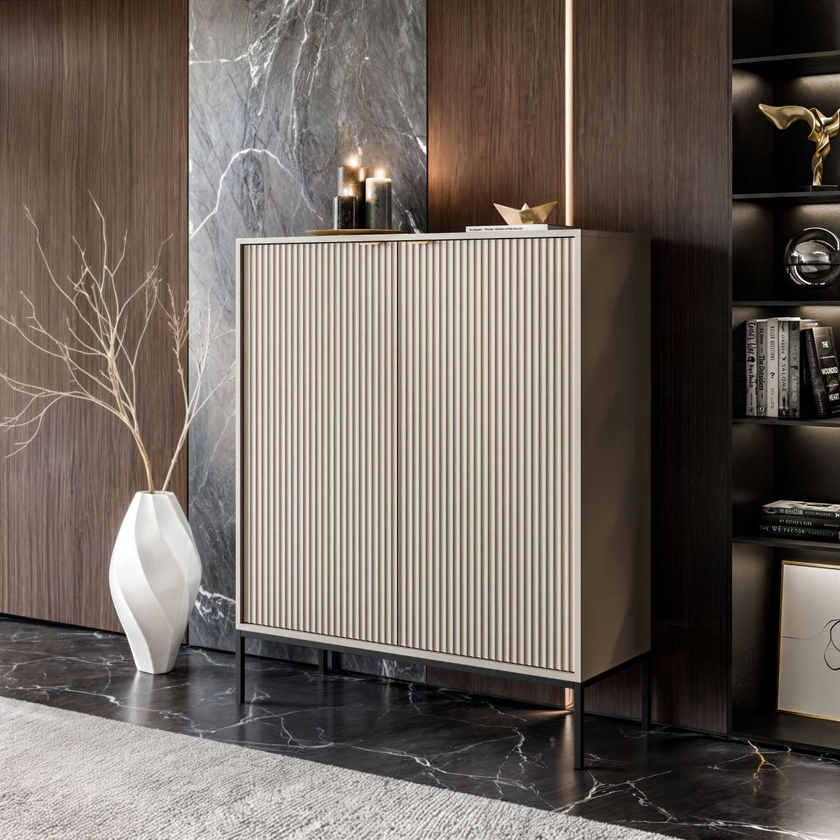 HIGHBOARD CORTADO K104 ZWEIFLUEGELIG KASCHMIR - Beige, Holzwerkstoff (104/125/39cm) - Lookway