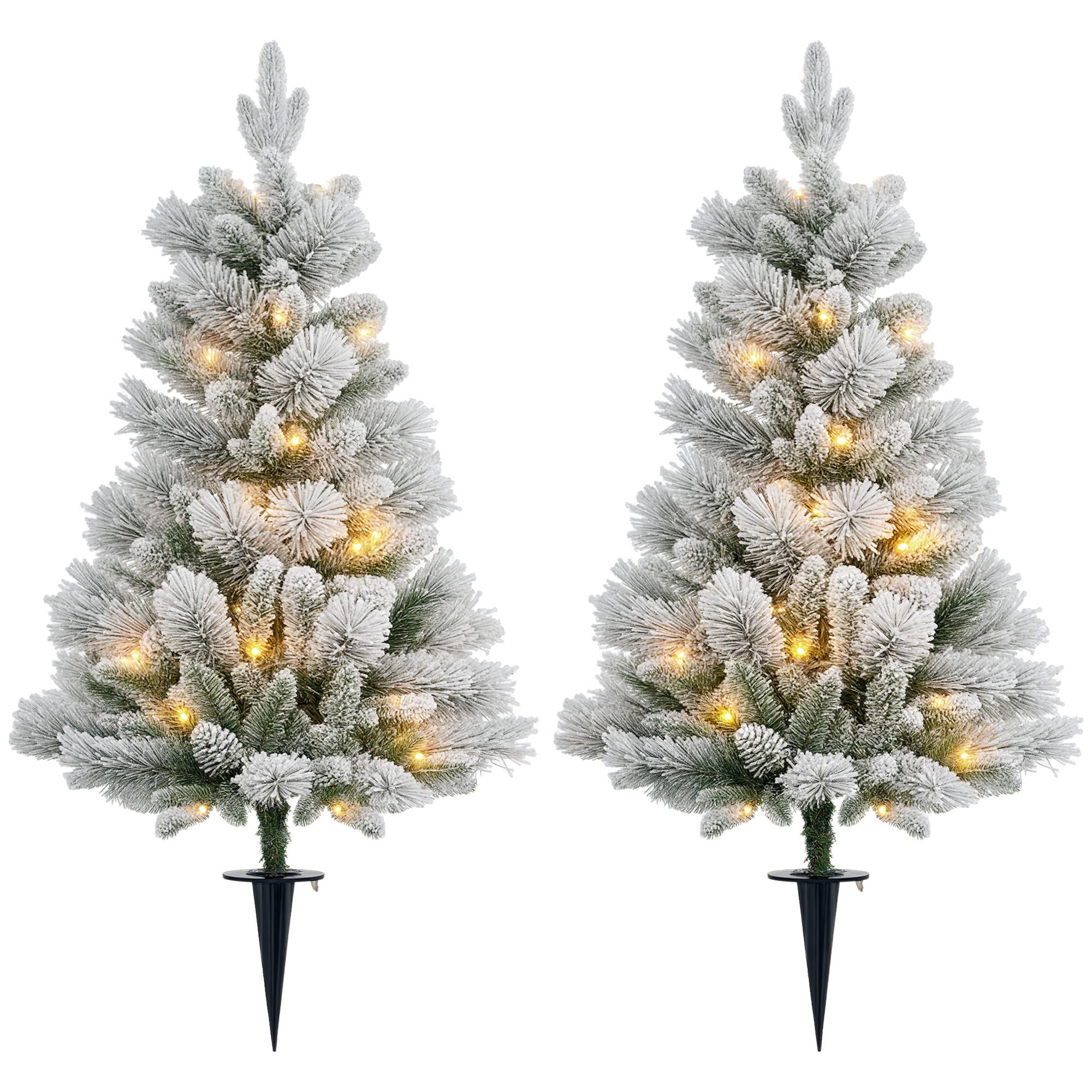 WEIHNACHTSBAUM DE-41570 2er-Set 107 cm LED, Tannenzapfen Grün/Weiß - Weiß/Grün, Kunststoff (107cm) - ComfortXL
