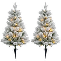 WEIHNACHTSBAUM DE-41570 2er-Set 107 cm LED, Tannenzapfen Grün/Weiß - Weiß/Grün, Kunststoff (107cm) - ComfortXL