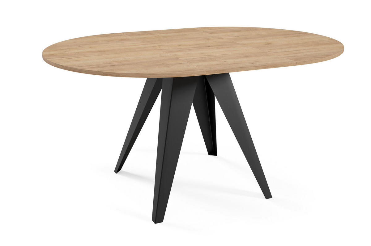 ESSTISCH Gerda - Honigeiche/Schwarz, Holzwerkstoff/Metall (90/90/76cm) - Meblini
