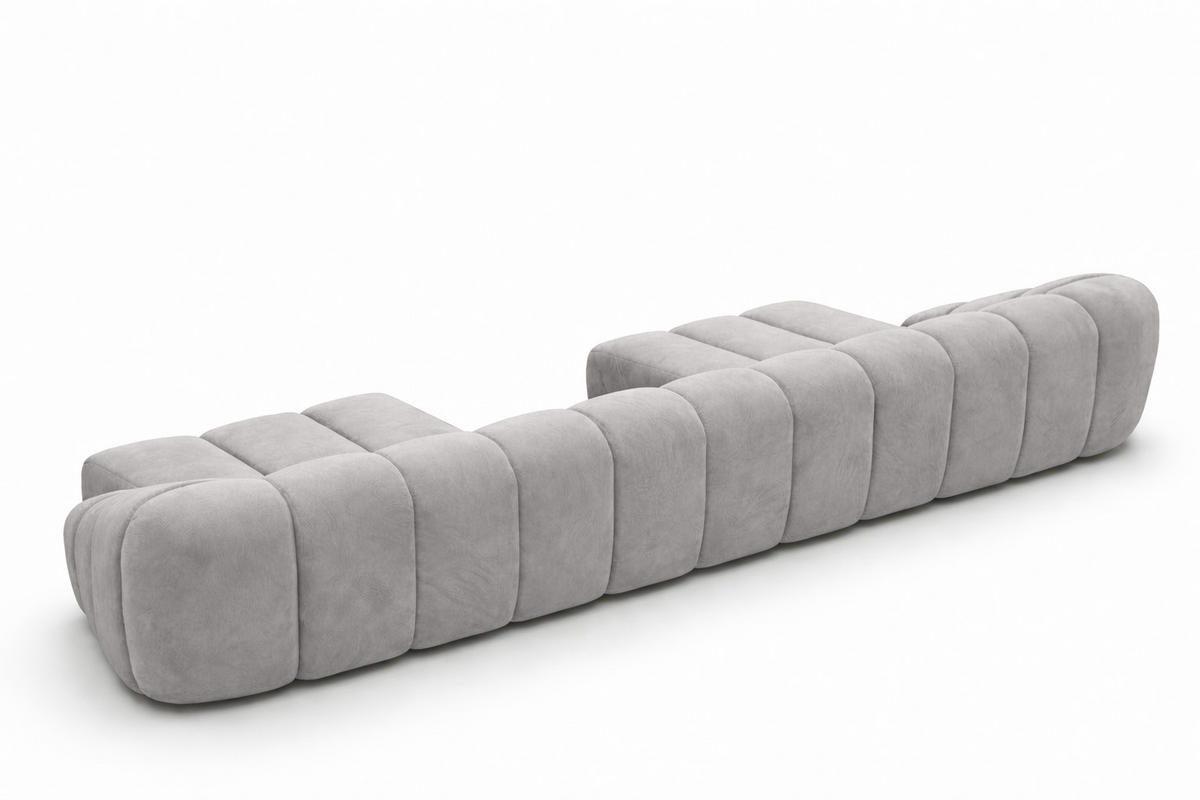 ECKSOFA Modulare U-Form, Veloursstoff Bluvel, Grau, CROISSANT U - Grau, Holz (413/72/190cm) - Kaiser Möbel