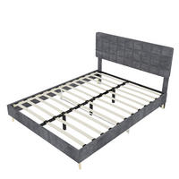 POLSTERBETT 140/200 cm DE-32943 mit Karosteppung-Kopfteil Grau - Grau, Metall (140/200cm) - ComfortXL