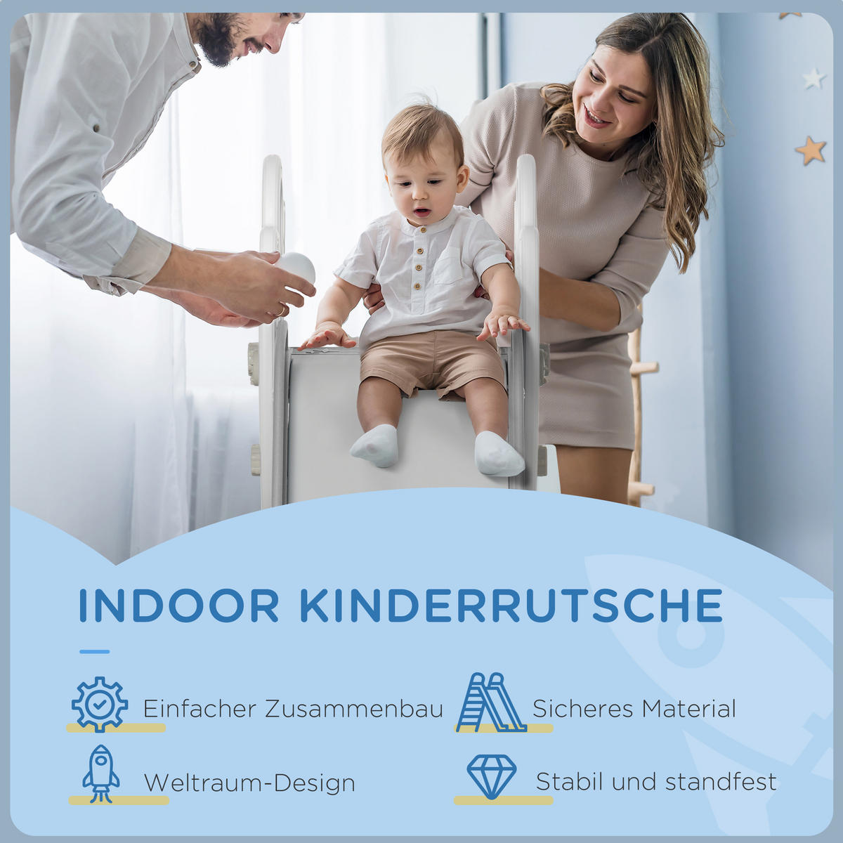 KINDERRUTSCHE, PE, Grau/Weiß, 157 x 46,5 x 80 cm - Grau, Kunststoff (46.5/80/157cm) - AIYAPLAY