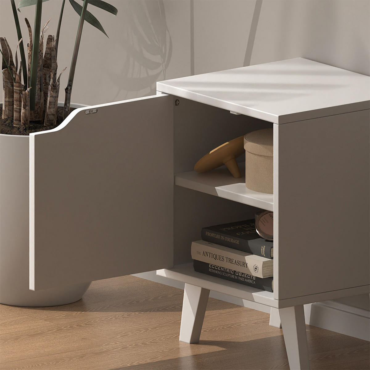 NACHTTISCH Malu Weiß 2er Set - Weiß, Holzwerkstoff (34.5/47/32cm) - Vicco