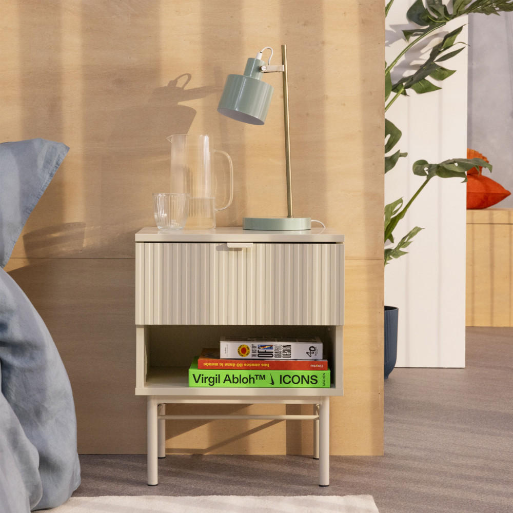 NACHTTISCH mit 1 Schublade, 1 Fach aus Holz und Metall - MOLLY - Creme - Creme, Holz (45/56/40cm) - Drawer