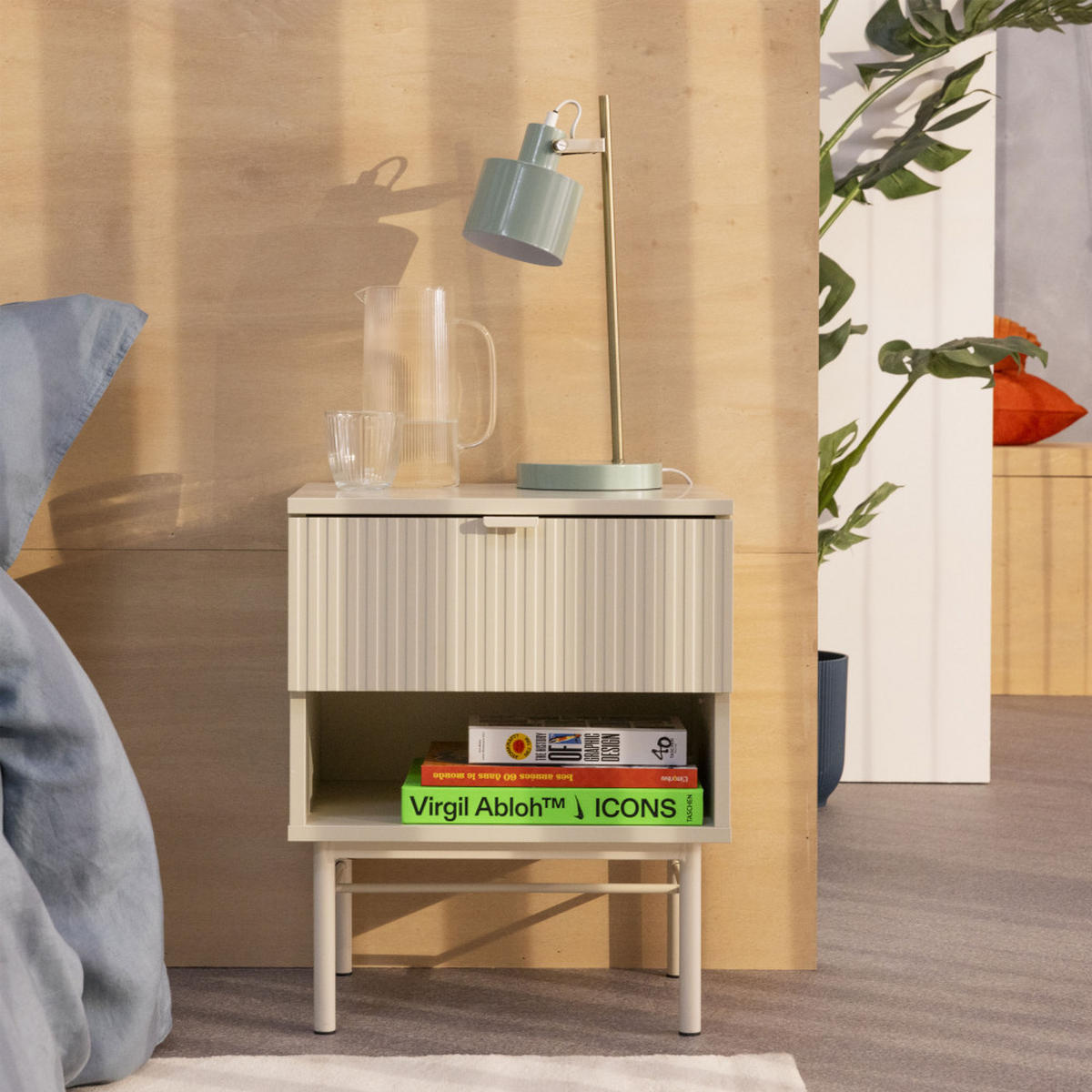 NACHTTISCH mit 1 Schublade, 1 Fach aus Holz und Metall - MOLLY - Creme - Creme, Holz (45/56/40cm) - Drawer