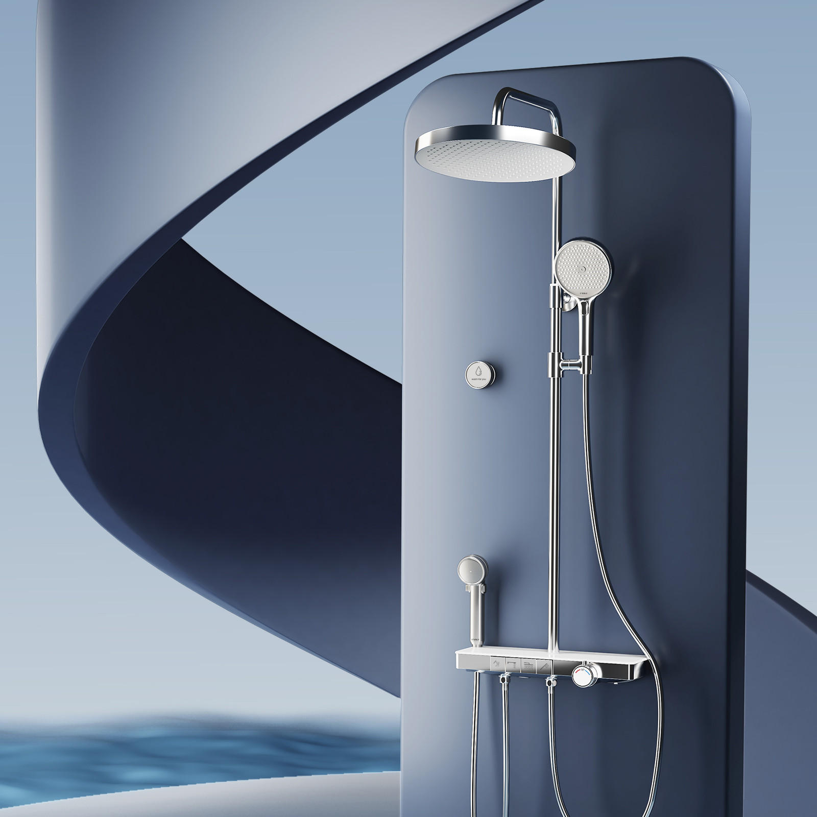 ÜBERKOPFBRAUSESET mit Handbrause Thermostat Chrom - Chromfarben, Metall (40/113/58cm) - EMKE