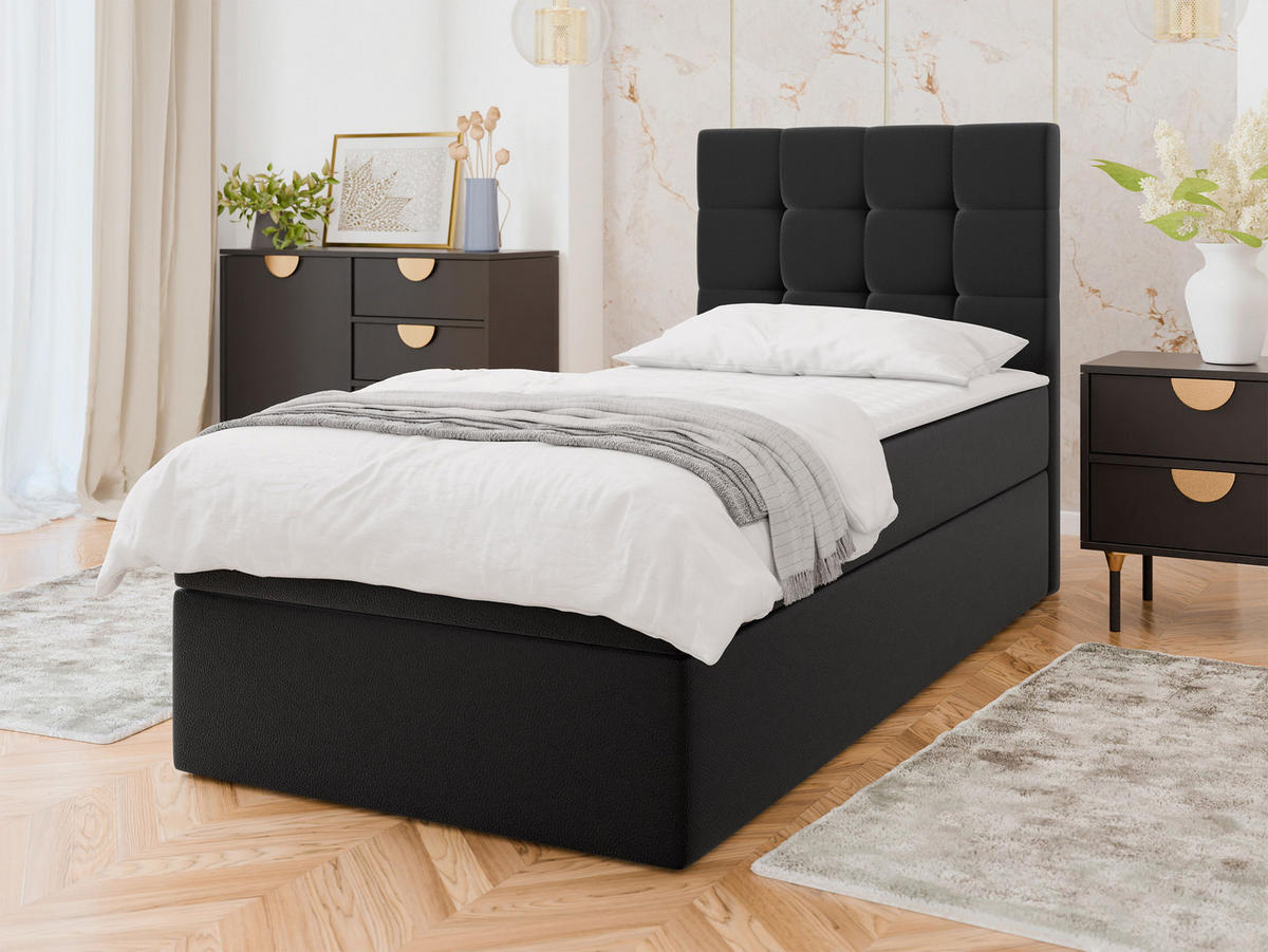 BOXBETT Luanda Single - Schwarz, Holz/Kunststoff (90/200cm) - MIRJAN24