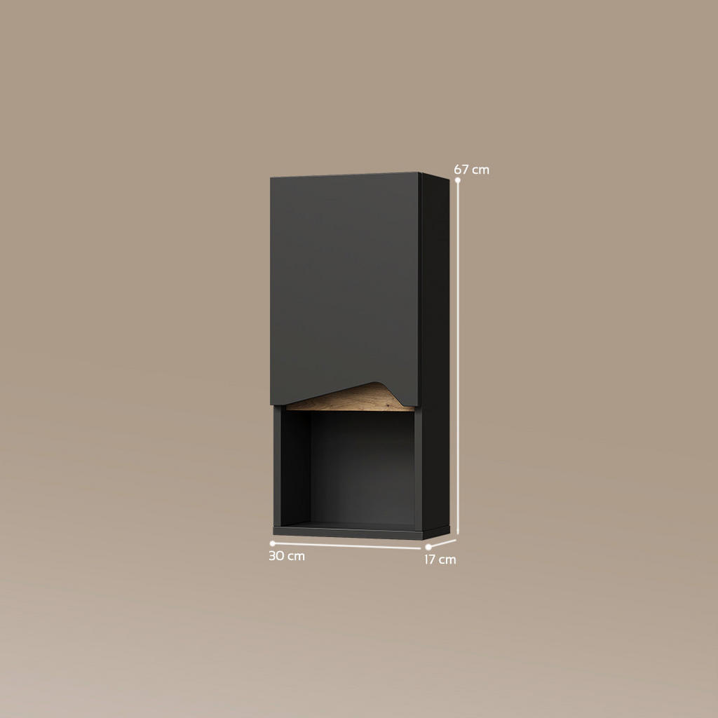 Thumbnail - Livinity® Badschrank, Anthrazit, Anthrazit, Holzwerkstoff, 1 Fächer, Rechteckig, 30x67x17 cm, Badezimmer, Badezimmerschr...