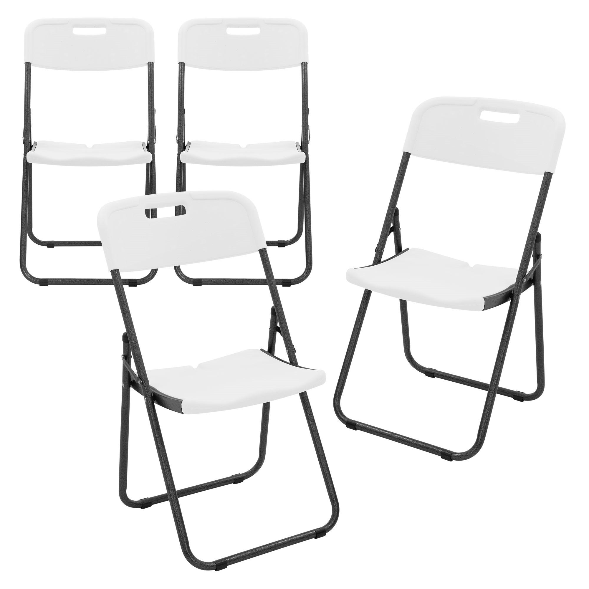 KLAPPSTUHL 4er Set Weiß Kunststoff Metall - Dunkelgrau, Metall (54.5/85.5/46cm) - ECD-Germany