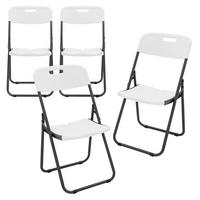 KLAPPSTUHL 4er Set Weiß Kunststoff Metall - Dunkelgrau, Metall (54.5/85.5/46cm) - ECD-Germany