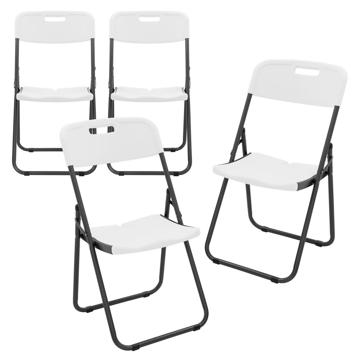 KLAPPSTUHL 4er Set Weiß Kunststoff Metall - Dunkelgrau, Metall (54.5/85.5/46cm) - ECD-Germany