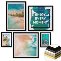 WANDBILDER 5er-Set - 50x50 cm & 20x30 cm & 40x60 cm Schwarzer Rahmen - Inspiration für ein Fahrrad mit Seeboot - Schwarz, Kunststoff (40/60cm) - ArtPrintCave