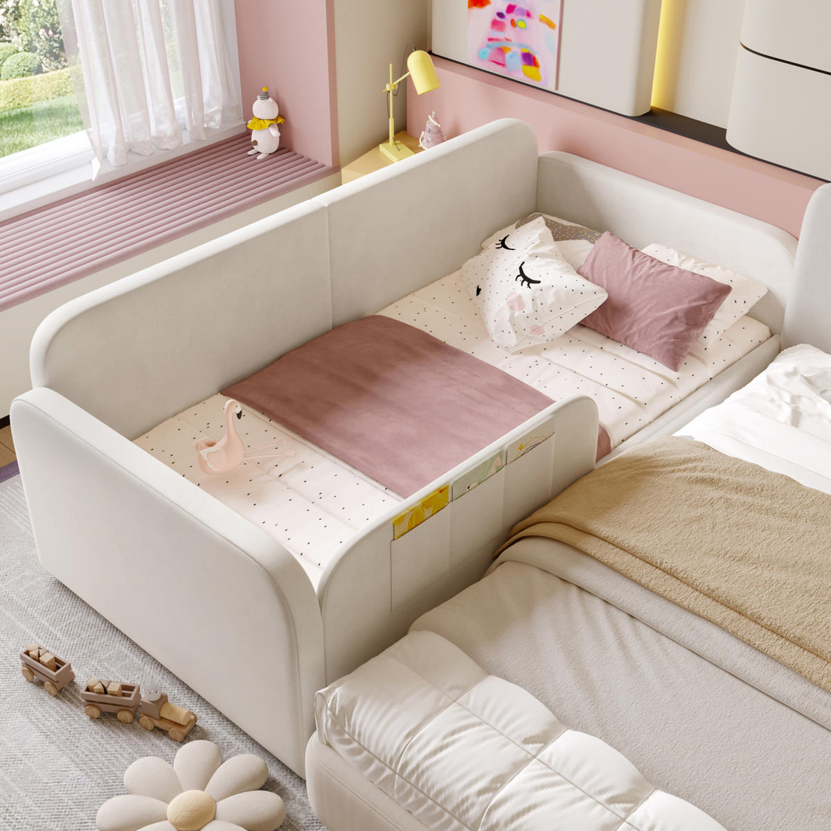 POLSTERBETT 90/200 cm Weiß aus Samt mit 2 Schubladen - Weiß, Textil (90/200cm) - OKMYHOME