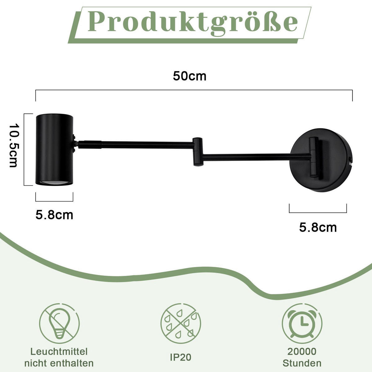 WANDLEUCHTE Circuit 10/10/50 cm - Schwarz, Metall (10/50/10cm) - ZMH