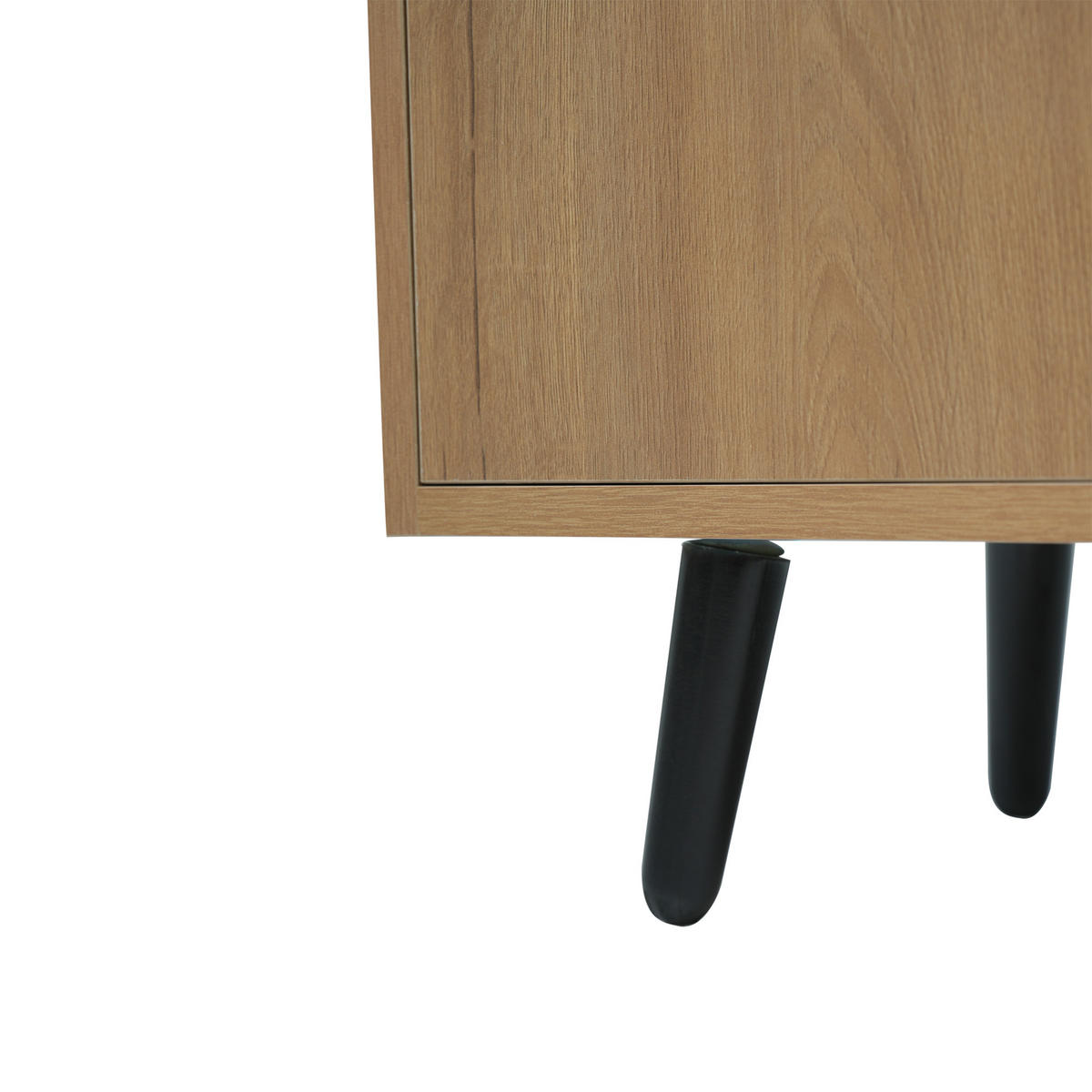 SCHUHBANK in Naturfarben mit drei Stauraumtüren für Wohnzimmer und Flur, B100/T34/H69 cm - Schwarz/Naturfarben, Holzwerkstoff/Metall (100/68.5/34cm) - STILVORA