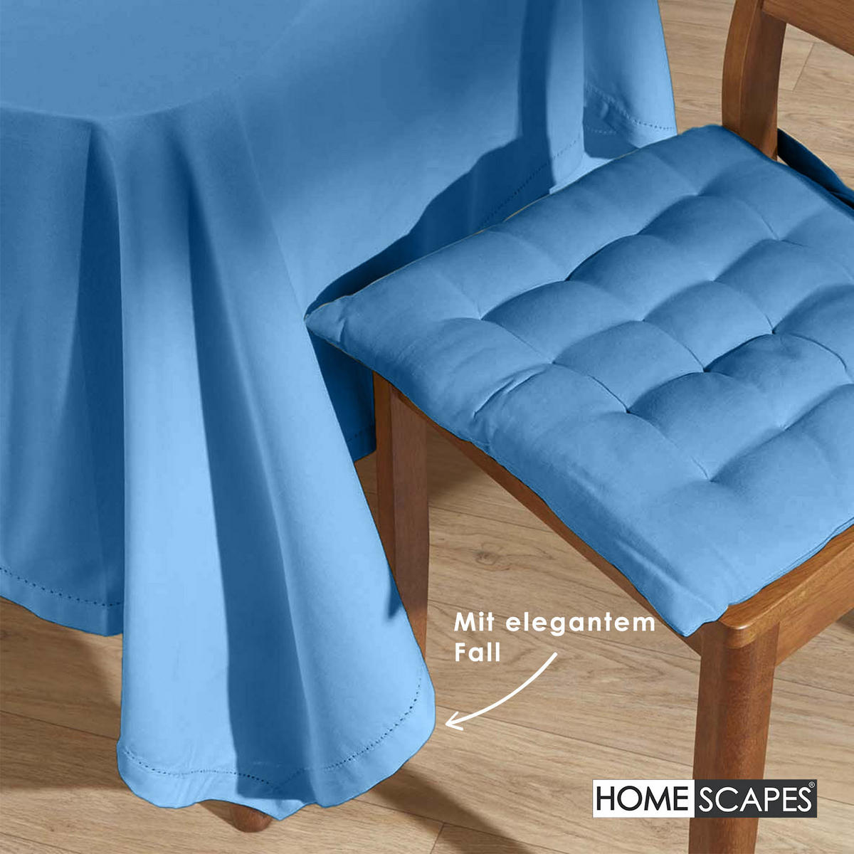 TISCHDECKE blau 137/137 cm, 100% Baumwolle - Blau, Textil (137/137cm) - Homescapes
