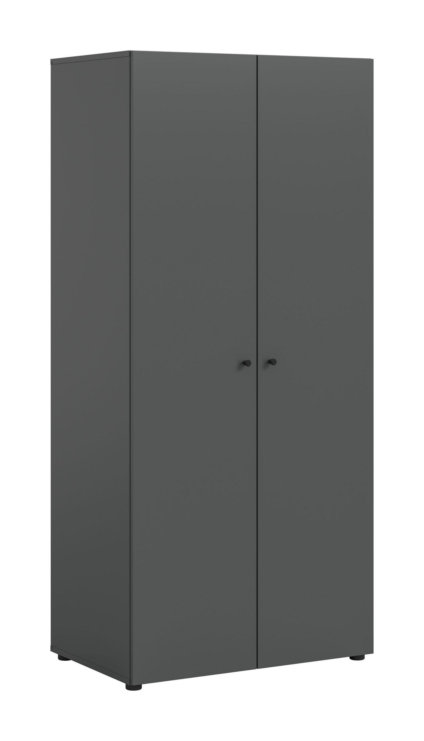 KLEIDERSCHRANK 2-türig Arbor (B/H/T: ca. 80/176/51 cm) in anthrazit/anthrazit - Anthrazit, Holzwerkstoff (80/176/51cm)